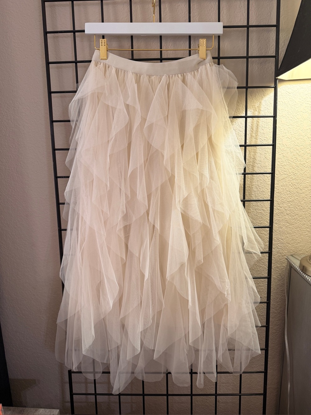 Women's Layered Tulle Midi Skirt - Cream